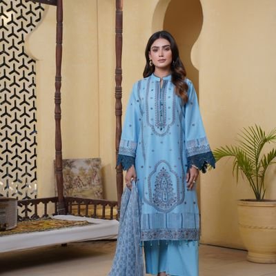 Blue Embroidered Shalwar Kameez