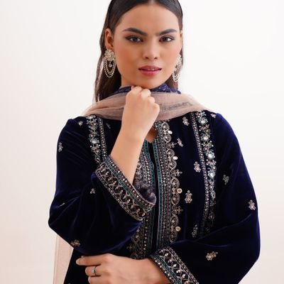 Blue Embroidered Pakistani Dress